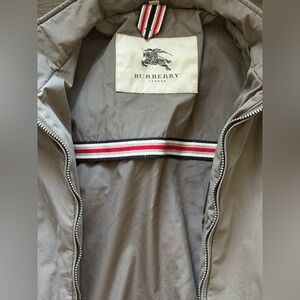 Burberry Gray Jacket with Red and White Accents